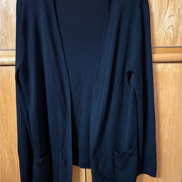 Anne Klein Sweaters - Women’s Anne Klein Black Open Front Knot Cardigan with Pockets